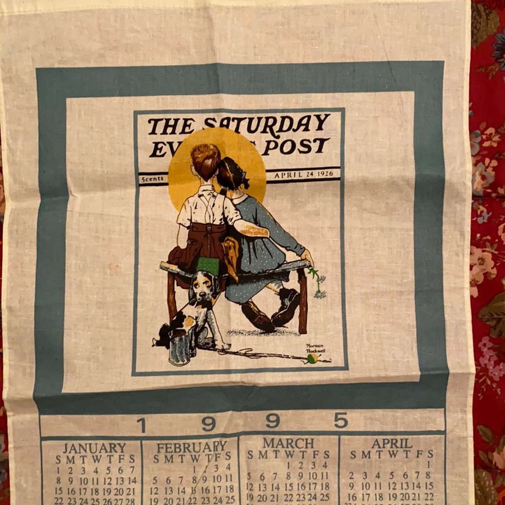 Vintage Norman Rockwell calendar towel